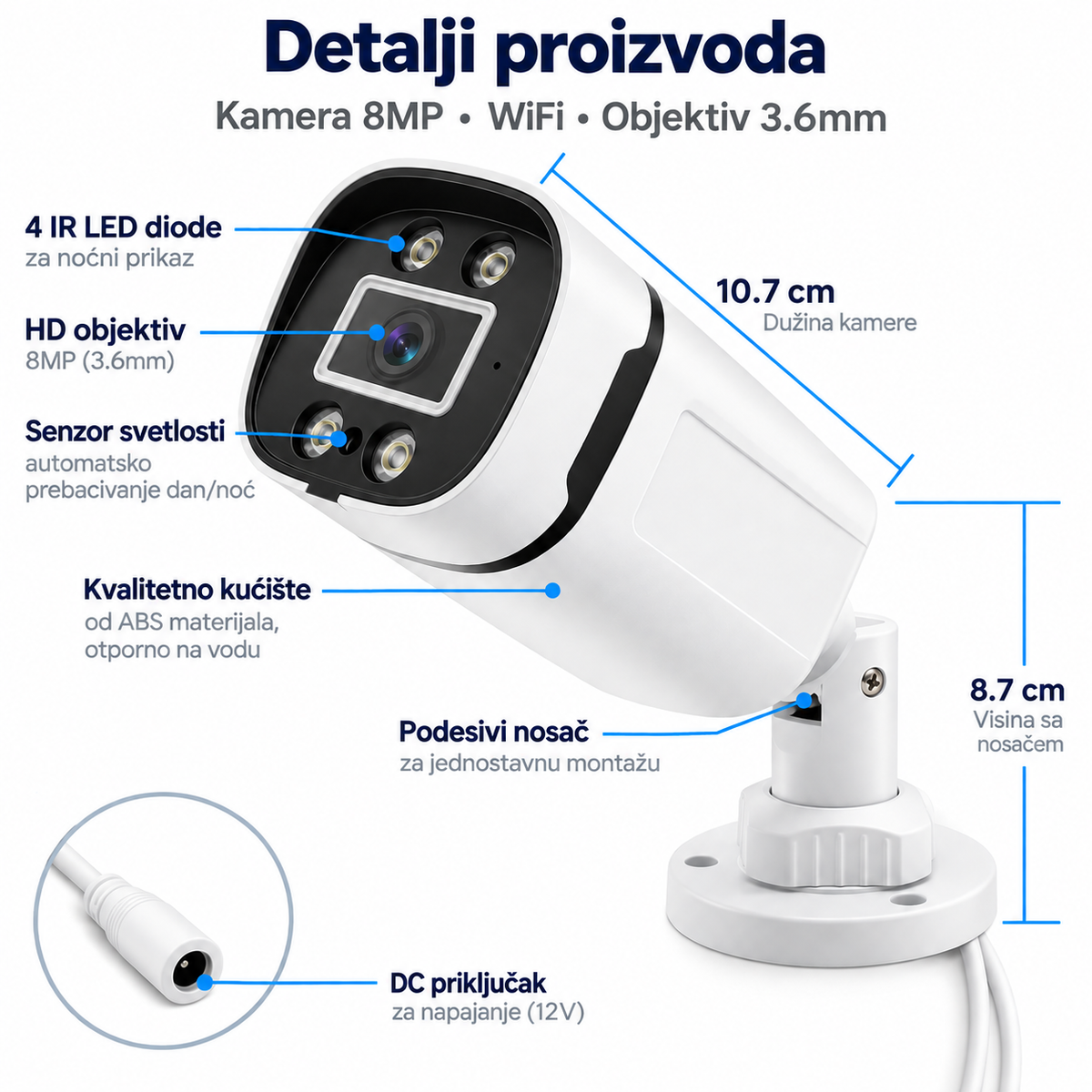 Komplet video nadzora 8MP WiFi – 8 kamera + NVR