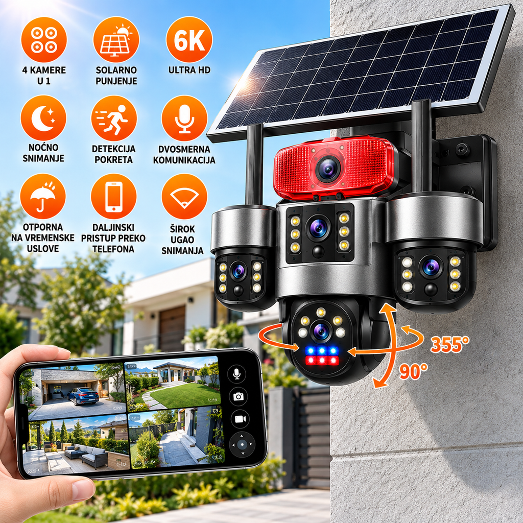 AOV 6K Solarni Sigurnosni Sistem sa Kamerama